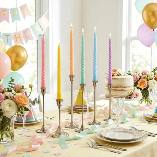 Miniatura 8 de Whaline 12 velas cónicas en espiral arcoíris de 10 pulgadas, 6 colores, sin goteo, velas de cera retorcidas, velas largas sin perfume para eventos