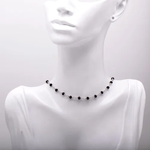 Miniatura 8 de Joseph Brothers Collar hecho a mano con cuentas negras y doradas para mujer, 14-24 pulgadas