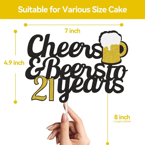 Miniatura 3 de Decoración para tarta de feliz cumpleaños número 21 – Decoración para tartas de cumpleaños de 21 años – Suministros para fiesta de cumpleaños de 21