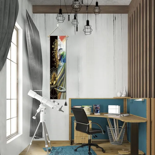 Miniatura 5 de Póster colgante en lienzo para pared, lienzo de arte de Buda, decoración zen, cita de felicidad, tapiz de meditación motivacional para decoración