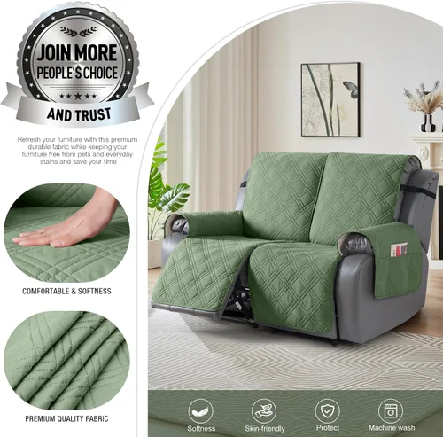 Miniatura 4 de TAOCOCO Fundas para Sillón de Dos Plazas Reclinable 100% Impermeables, Fundas Divididas para Loveseat Reclinable, Funda Antideslizante para Sofá
