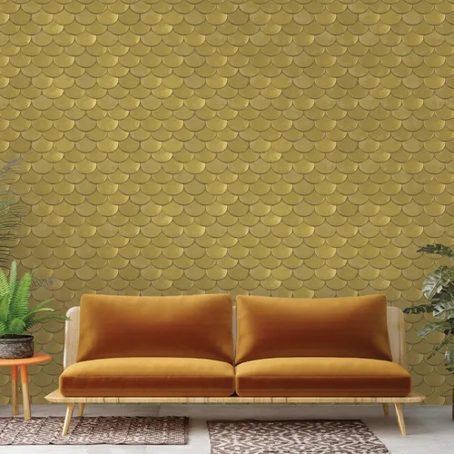 Miniatura 2 de Tempaper x Genevieve Gorder - Papel tapiz removible de latón dorado metálico, 20.5 x 9 pies, fabricado en los Estados Unidos