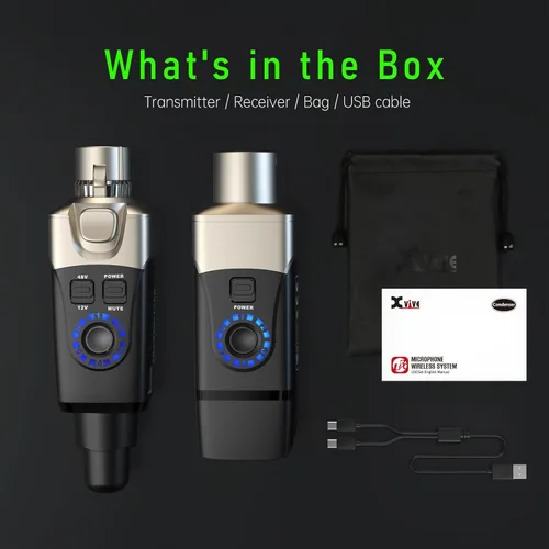 Miniatura 6 de Xvive Sistema inalámbrico de micrófono U3C Transmisor y receptor XLR de 2.4 GHz para micrófono de condensador, mezclador de audio, sistema PA
