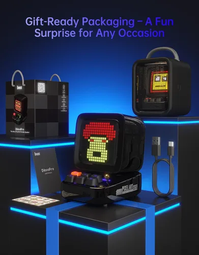 Miniatura 11 de Divoom Ditoo - Altavoz Bluetooth retro de arte pixelado con pantalla frontal de 16X16 LED controlada por aplicación (color negro)