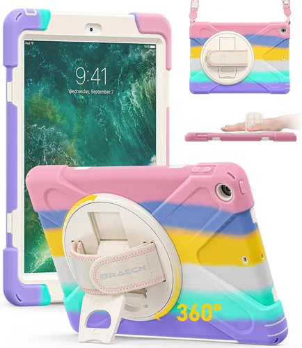 Miniatura 10 de BRAECN Funda para iPad 6ª/5ª Generación, Funda iPad 9.7 2018/2017 - Resistente a Prueba de Golpes con Soporte para Lápices, Correa de Hombro