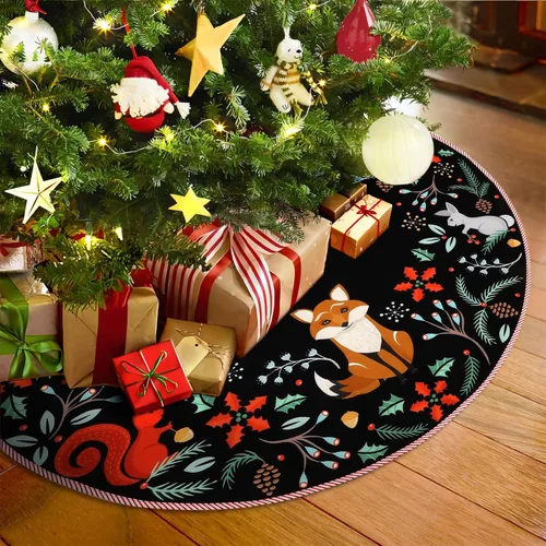 Miniatura 2 de Falda de Árbol de Navidad de 36" Animales del Bosque Falda de Árbol de Navidad Alfombrillas Decorativas para Casa de Campo Rústica Navidad Corona
