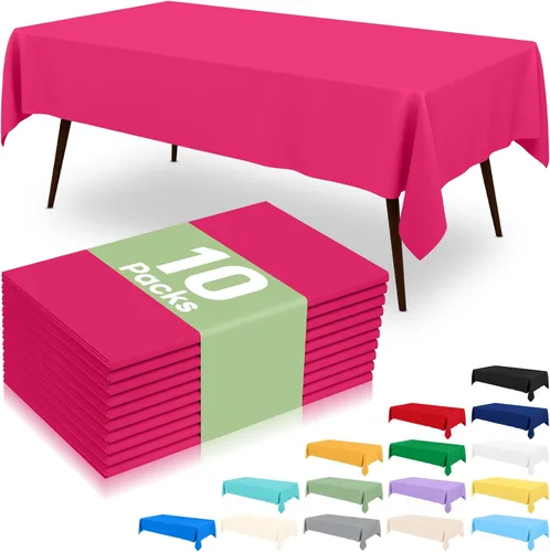Miniatura 48 de misaya 6 paquetes de manteles de plástico desechables, 54 x 72 pulgadas mantel rectangular impermeable, cubiertas de mesa decorativas a prueba
