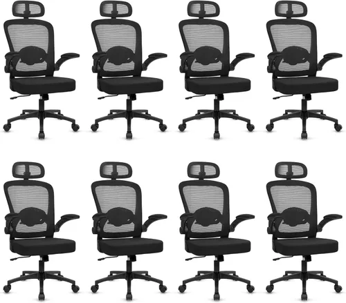 Miniatura 12 de KLASIKA Sillas de escritorio de oficina con ruedas, silla ergonómica de malla con soporte lumbar de altura ajustable, silla giratoria