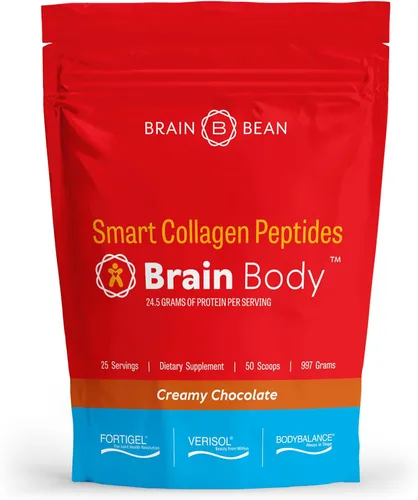 Brain Body - Péptidos de colágeno en polvo, suplemento vital de proteína y colágeno para mujeres y hombres, hidrolizado tipo I y III para la piel