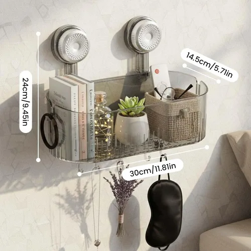 Miniatura 8 de Caja de almacenamiento de succión para baño sin taladros, estante de ventosa mejorado 2026, organizador de baño portátil montado en la pared