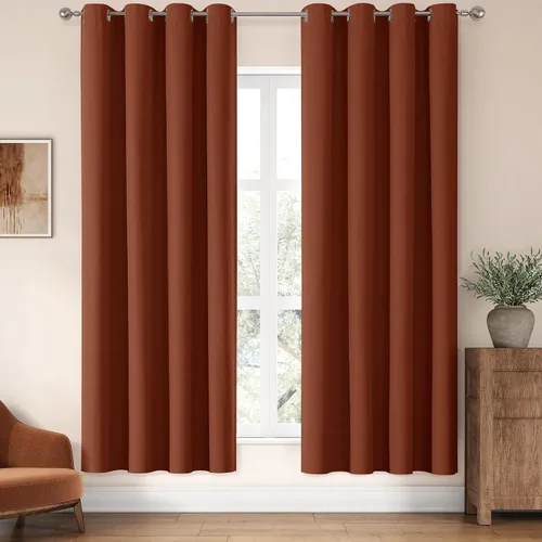 Miniatura 30 de ChrisDowa Cortinas 100% Opacas de Abedul Sólido de 45 Pulgadas de Largo, 2 Paneles para Dormitorio y Sala de Estar, Estilo Granja Oscurecedoras
