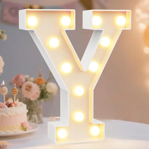 Miniatura 65 de Pooqla Letras con luces LED de marquesina, letras decorativas iluminadas en blanco cálido y blanco frío, letras del alfabeto iluminadas para niños