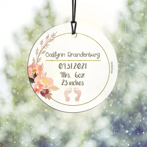 Miniatura 5 de Baby's First Christmas 2025 - Impresión de cristal colgante – Personalizar con año y foto – Diseño minimalista – Impresiones Starfire de 3.5