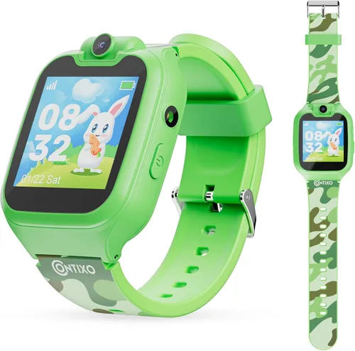 Miniatura 11 de Contixo KW01 - Relojes inteligentes para niños, color azul, pantalla táctil HD de 1.54 pulgadas, juguete educativo con juegos, cámara, grabadora