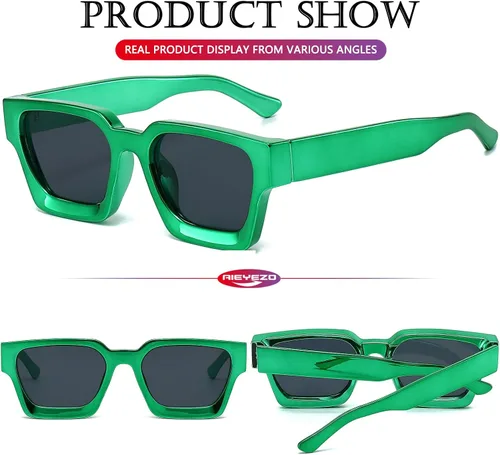 Miniatura 92 de AIEYEZO Gafas de sol cuadradas para mujeres y hombres, gafas de sol cuadradas con montura gruesa, estilo de diseñador simple