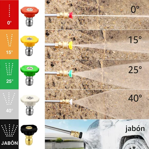Miniatura 6 de Puntas de lavado a presión, puntas de boquilla de jabón, múltiples grados, diseño de conexión rápida de 1/4, hasta 4,500 PSI 2.5 GPM (paquete de 5)