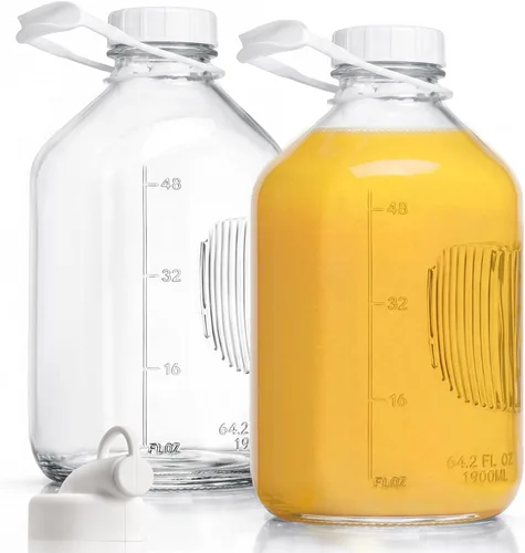 Miniatura 15 de CUCUMI 5 botellas de jugo de vidrio de 16 onzas con tapas, recipientes reutilizables para jugo, tarros de agua con cepillo, popotes de vidrio, tapas