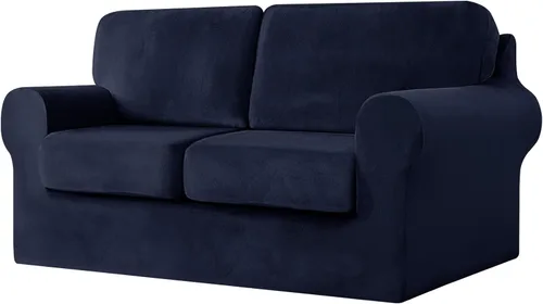 Miniatura 20 de UNBBRRL Fundas de sofá de 3 piezas para sofá, funda de terciopelo elástico para sillón con 1 funda de cojín de asiento y 1 funda de respaldo