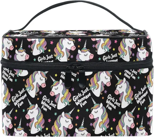 Miniatura 11 de Bolsa de maquillaje, bolsa organizadora de maquillaje de viaje con estampado de leopardo rosa, neceser para niñas, mujeres y mujeres, Geométrico 115