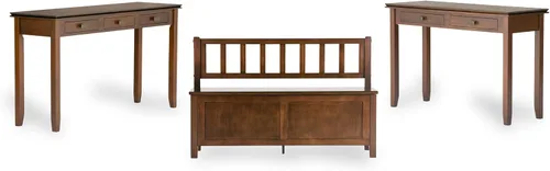 Miniatura 11 de SIMPLIHOME Mesa consola Artisan – Mesa de sofá de madera maciza de 46 pulgadas de ancho en marrón rojizo, mesa de almacenamiento de transición