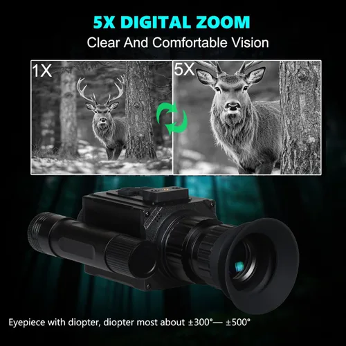 Miniatura 2 de Gafas de visión nocturna monocular montado en cabeza o casco - Grabación de fotos y video HD 1080P con zoom digital 5X e infrarrojo ajustable 940nm