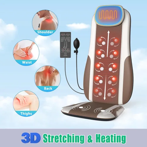 Miniatura 2 de Masajeador de Espalda Shiatsu con Calor, Cojín de Asiento para Silla de Masaje para Alivio del Estrés, Amasado de Tejido Profundo y Rodillo, 2