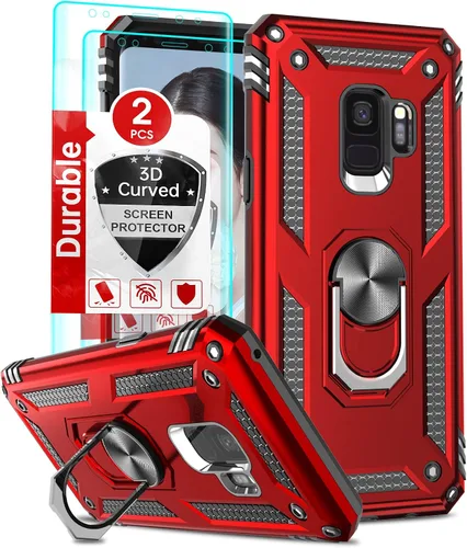 Miniatura 9 de LeYi Funda para Galaxy S9 con 2 protectores de pantalla suave, anillo de metal protector de grado militar con función atril para teléfono Android