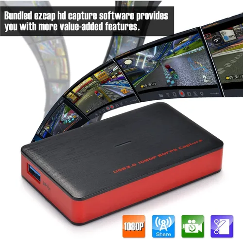 Miniatura 5 de Tarjeta de captura de juegos USB 3.0 HDMI Video HD 1080P 60FPS, dispositivo grabador de juegos de transmisión en vivo para PS4, Xbox One y Wii U