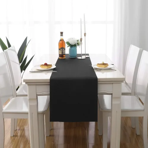 Miniatura 17 de DUALIFE Camino de mesa azul real de 14 x 108 pulgadas de largo, color sólido, poliéster grueso, tela decorativa hecha a mano para bodas, fiestas