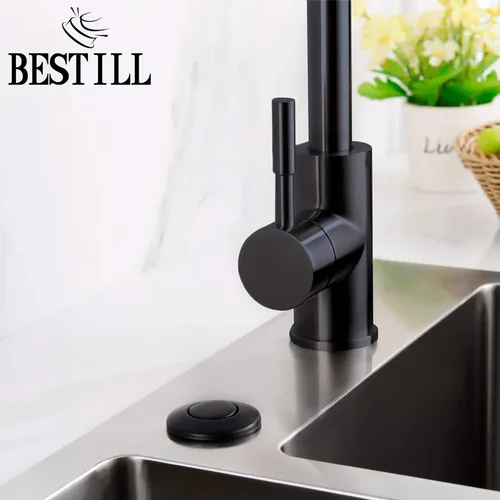 Miniatura 7 de BESTILL Kit de Interruptor de Aire para Fregadero de Triturador de Basura con Salida Única, Botón Pulsador de 3.6 Pulgadas de Largo Negro Mate