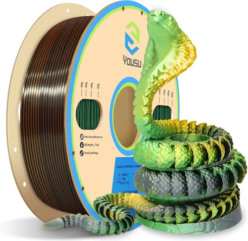 Miniatura 13 de Yousu Seda de Doble Color Filamento PLA para 3D Impresora Filamento Coextrusión PLA Multicolor Filamento PLA 1.75mm (± 0.03 mm) Compatible