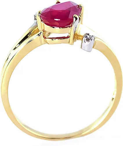 Miniatura 3 de Galaxy Gold GG Anillo de oro macizo de 18 quilates de 1,51 quilates con diamantes en forma de pera, Gema Metal, Rubí