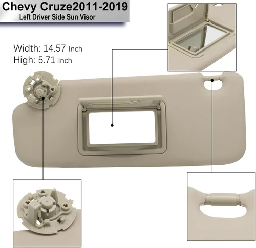 Miniatura 3 de CRAZYPARTS Parasol izquierdo para el conductor compatible con Chevy Cruze 2011-2019, reemplaza # 84126657 Color: Beige