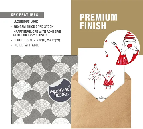 Miniatura 2 de easykart labels Surtido de 24 tarjetas de Navidad con sobres y calcomanías de sellado, 3 diseños temáticos de Papá Noel, 5.75 x 4.25 pulgadas