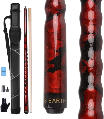 Kit de palo de billar con punta de 13 mm y diseño ergonómico de 58 pulgadas, palo de arce canadiense con estuche duro Rojo