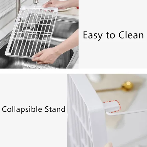 Miniatura 4 de Estante apilable para gabinete, estante plegable de plástico para armario de cocina, estante de almacenamiento de escritorio, estante organizador
