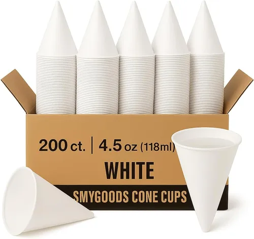 Vasos desechables de papel blanco (paquete de 200-4.5 onzas) ecológicos, a prueba de fugas, ideales para eventos, enfriadores de agua, hidratación