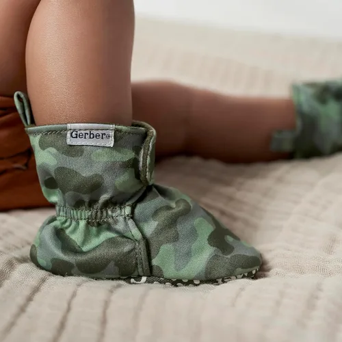 Miniatura 3 de Gerber Botines unisex con forro polar para bebé, antideslizantes, suaves, Camo Verde