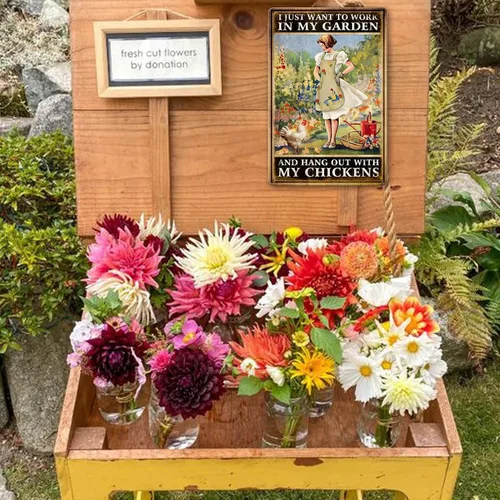 Miniatura 4 de Letreros de metal para gallinero con texto en inglés «I Just Want To Work In My Garden And Hang Out With My Chickens»