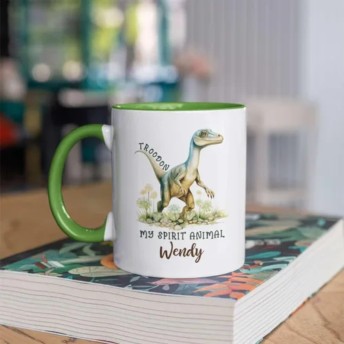 Miniatura 5 de Troodon My Spirit - Taza de café personalizada con nombre personalizado, taza de café de dinosaurio para amantes de los dinosaurios, tazas