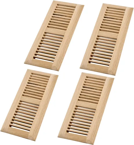 Miniatura 13 de Rejilla de piso de roble blanco de madera dura, cubierta de ventilación empotrable, 4x10 pulgadas con regulador de aire, sin acabar Blanco