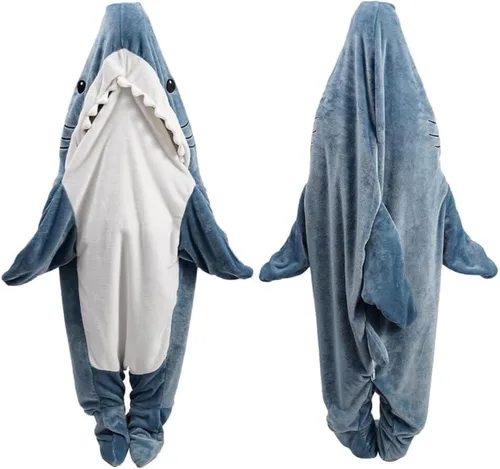Miniatura 9 de inkArts Manta de Tiburón con Capucha y Mono para Adulto y Niño, Bolsa de Dormir de Tiburón Usable, Mono Cómodo y Suave para Disfraz S: Para 49-53