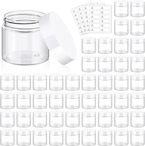 Miniatura 9 de TUZAZO Paquete de 4 tarros de plástico de 1 onza con tapas blancas, recipientes de plástico pequeños de 1 onza con tapas para productos de belleza