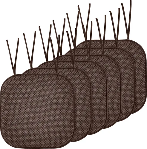 Miniatura 38 de Elegant Comfort Fundas de cojín para silla con lazos y parte trasera de goma antideslizante, espuma viscoelástica gruesa, almohadilla de cojín