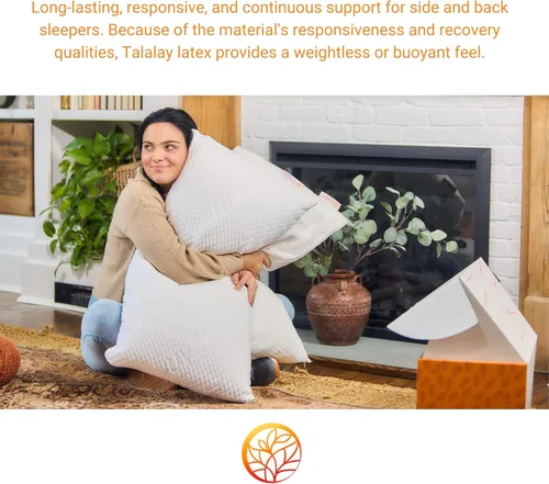 Miniatura 4 de JUVEA® Elevate High-Profile — Almohadas de látex Talalay natural con funda de algodón - Almohada de perfil alto transpirable y de apoyo para una