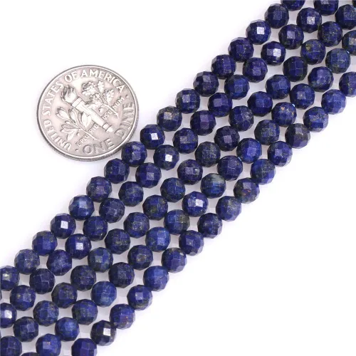 Miniatura 5 de Cuentas de lapislázuli azul para hacer joyas, piedras preciosas naturales, semipreciosas, 0.079 in, espaciador facetado redondo, 15 pulgadas JOE