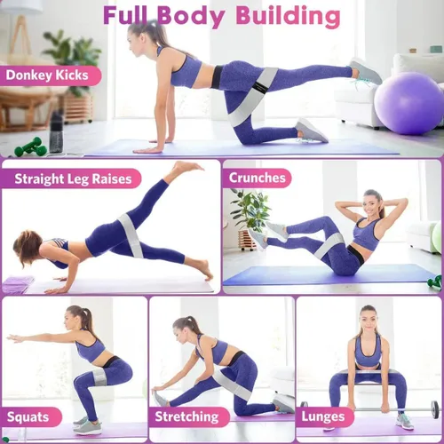 Miniatura 3 de Bandas de resistencia para entrenar con guía de bandas de entrenamiento. 3 bandas de glúteos para mujeres y hombres, bandas elásticas de tela