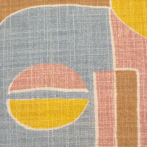Miniatura 7 de Bloomingville Almohada estampada de algodón tejido con cara abstracta, multicolor