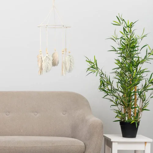 Miniatura 3 de Boho cuna móvil colgante de pared boho guardería decoración macramé hojas colgador tapiz tejido neutral cuna móvil móvil bebé techo móvil bebé bebé