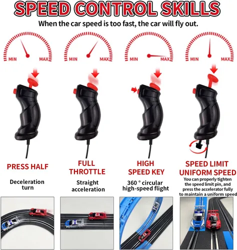 Miniatura 5 de Conjunto de pista de carreras de coches con ranuras AGM MASTECH, serie de alta velocidad, pista doble con 4 coches de carreras con licencia, 2 Caja